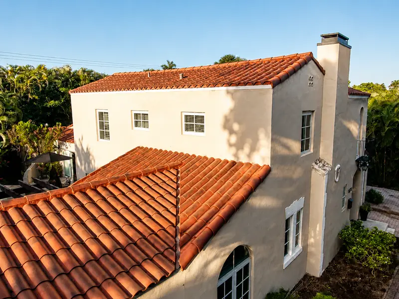 Terracotta Spanish tile roof, cleaned and sealed